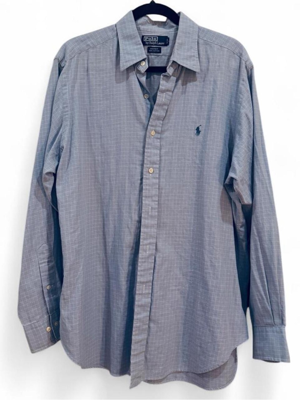 Ralph Lauren Men's Light Blue Mini-Check Button-Down Shirt